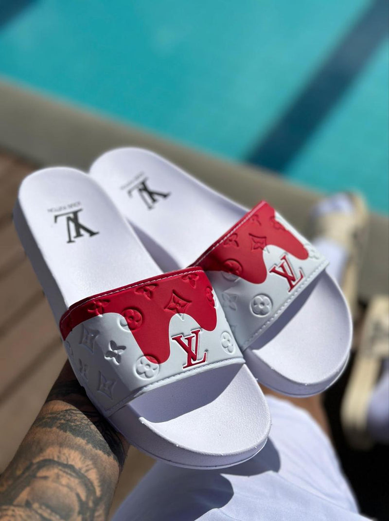 SANDÁLIA SLIDE LOUIS VUITTON RED