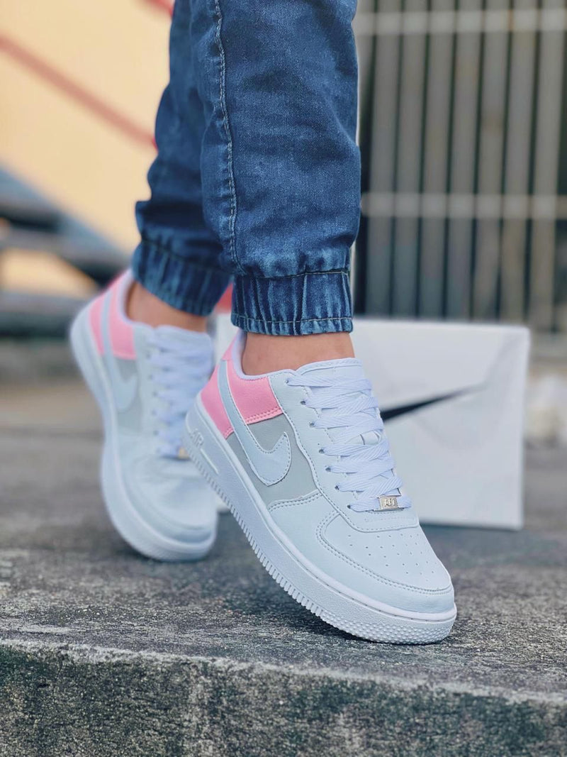 TÊNIS NIKE AIR FORCE ROSA/CINZA